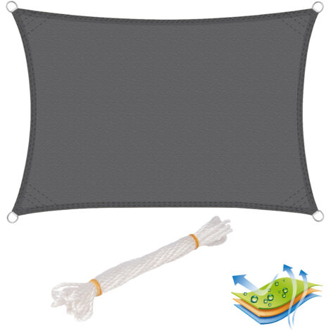 Woltu – Voile d'ombrage rectangulaire 3x4 m en polyester – Protection UV 50+ – Résistant aux déchirures – Fixation avec 4 cordons de 1.5 m