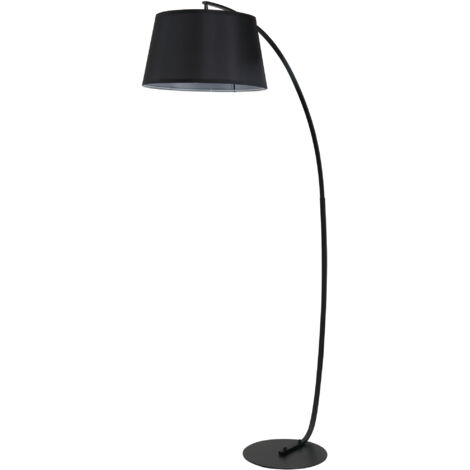 Lampe lampadaire à arc salon courbée - Lampe arceau moderne en métal - Lampadaire sur pied métal lin noir