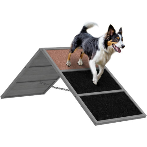 Rampe d'agilité pour chien équipement d'agilité pour chiens cadre en A surface antidérapante 173 x 59 x 66 cm gris (1/5)