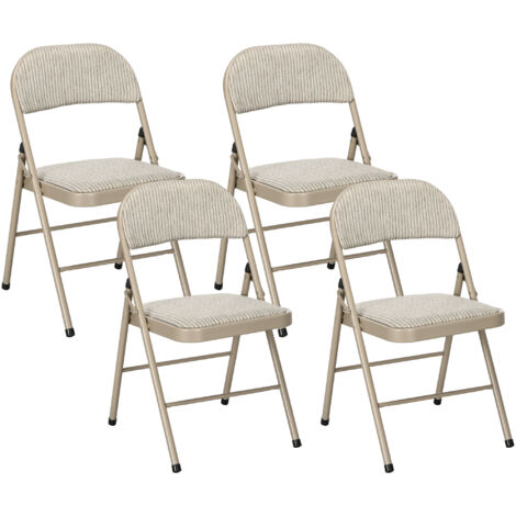 Lot de 4 chaises pliantes chaises de salle à manger portables cadre en acier dim. 45l x 46P x 78H cm beige
