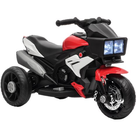 Moto électrique pour enfants 3-5 ans 6V (max. 25kg), vitesse 3km/h, scooter électrique pour enfants avec 3 roues, lumières et sons, rouge, 86x42x52cm (1/5)