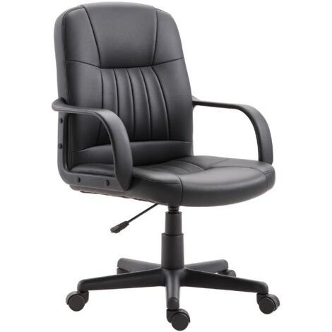 Chaise de bureau ergonomique et pivotante, fauteuil de bureau avec hauteur réglable en imitation cuir 60x60x94-103cm noir (1/5)