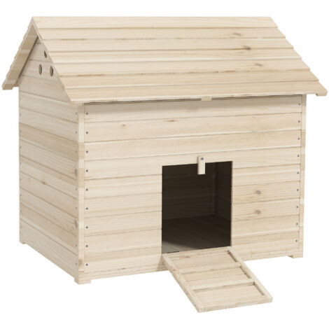 Abri pour canards maison pour canards avec toit ouvrant ventilation et porte-rampe 100 x 82.5 x 91 cm bois naturel (1/5)