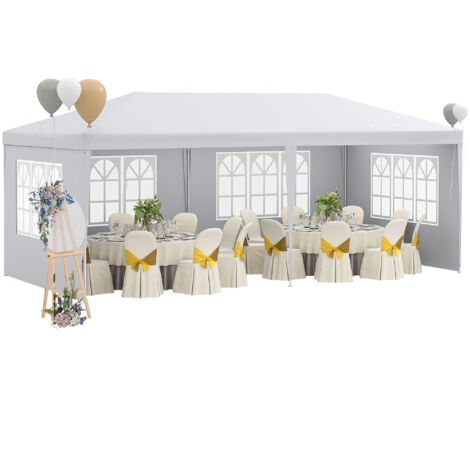 Jardin pour événements de jardin avec 4 murs amovibles avec fenêtres, 5,8x2,9x2,5 m, blanc (1/5)
