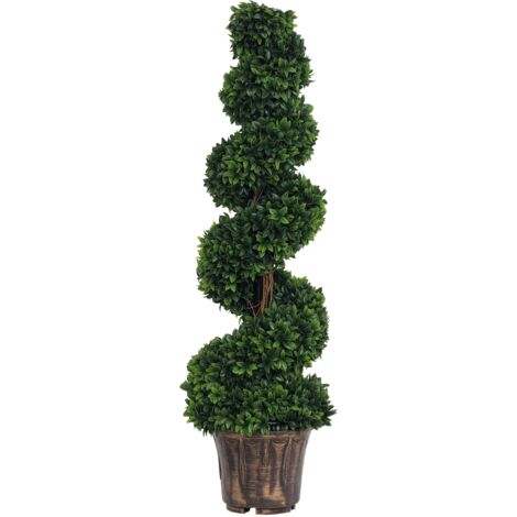 Plante artificielle buis spiralé 120 cm, intérieur/extérieur, pot inclus, décoration réaliste pour maison, bureau, salon et jardin, verdure