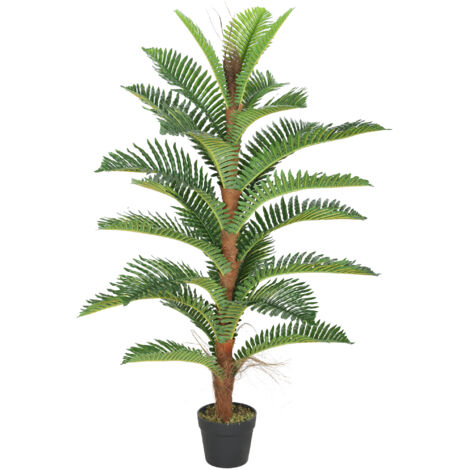 Palmier Artificiel palmier 120 cm avec 24 Feuilles en PEVA. Plante Décorative avec Pot en Plastique. Vert (1/5)