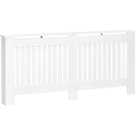 Cache-radiateur moderne en MDF à lattes, couvercle de radiateur pour la maison et le bureau, 172x19x81 cm, blanc
