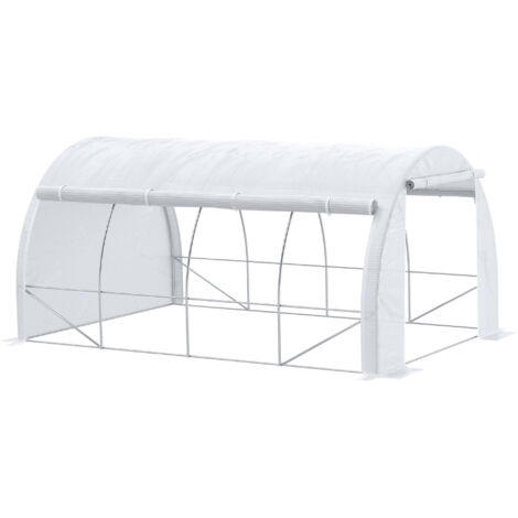 Serre tunnel Jardin Serre 4x3x2 m avec porte et 8 fenêtres roulantes pour cultures blanches