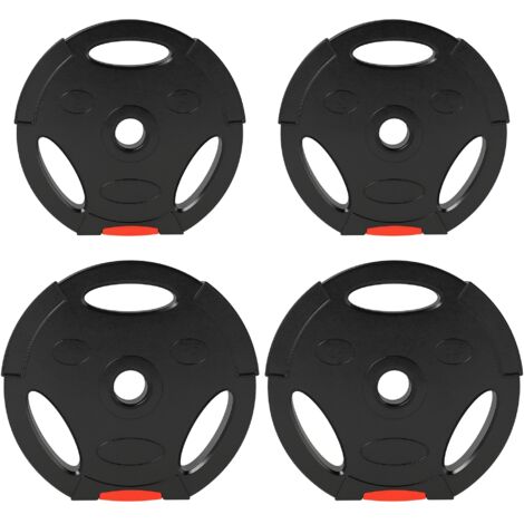 Disques de poids. plaques de poids 2 x 5 kg et 2 x 7.5 kg. à trois poignées avec trous de Ø 25 mm. noir