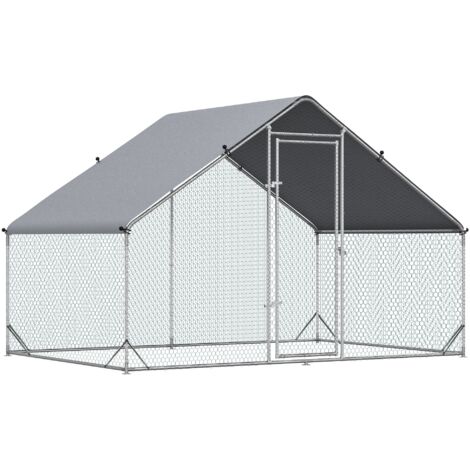 Poulailler extérieur cadre acier, pour 4-6 poules, housse imperméable, habitat sécurisé de 3×2×2 m (1/5)