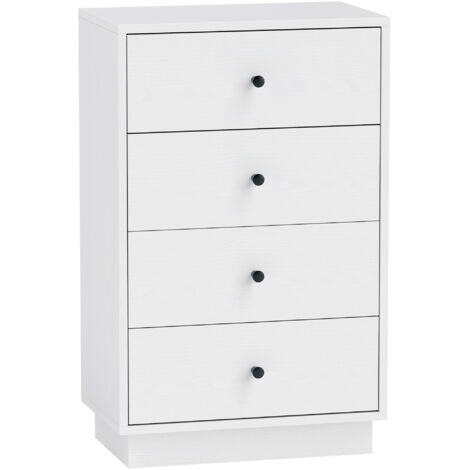 Commode à tiroirs avec 7 tiroirs, meuble en bois de style moderne 47 x 29 x 75 cm Blanc