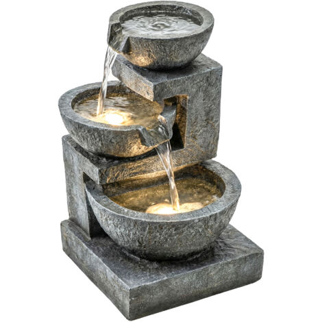 Fontaine de jardin avec éclairage LED et pompe à 3 niveaux décorative en cascade 40x37x61 cm Multicolore
