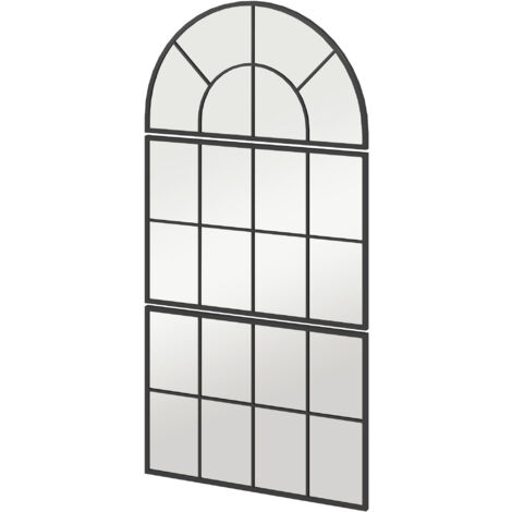 Miroir mural arcé moderne, miroir de fenêtre-chambre, miroir de couloir et de salon avec 3 crochets, 76x43 cm, noir (1/5)