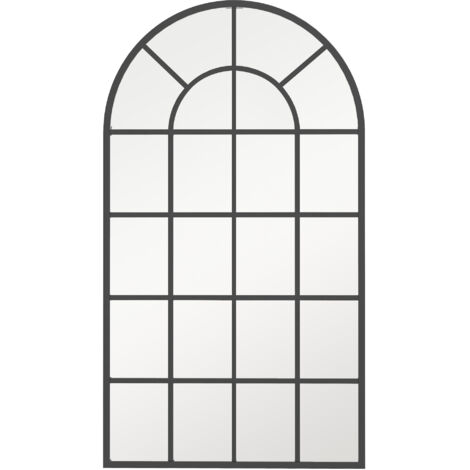 Miroir verrière arche style industriel fenêtre arcade métal 110 x 65 cm noir