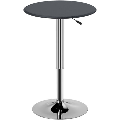 Table de bar en chrome, table ronde réglable en hauteur avec système de relèvement, table ronde pivotante à 360° Φ63x67-93cm (1/5)