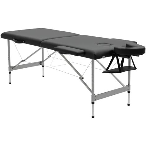 Table de massage pliante à hauteur réglable en 7 positions : appuie-tête et accoudoirs 186x71x62-83 cm Noir (1/5)