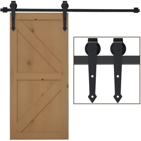 Quincaillerie pour porte coulissante de type flèche 200 cm kit d’accessoires pour porte coulissante en bois Grange Noir