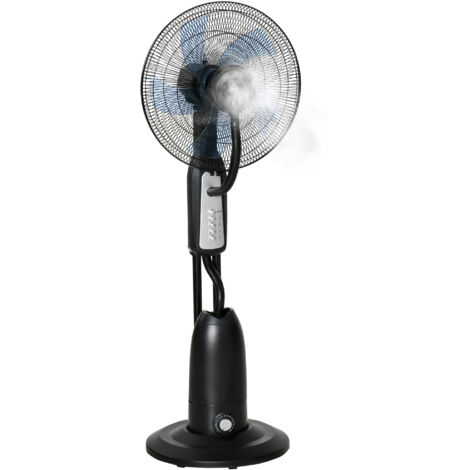 Ventilateur nébuliseur 90W avec pied oscillant et silencieux avec 3 vitesses et 5 pales Roues 2,8 L Réservoir Ø44,5x120 cm Noir (1/5)
