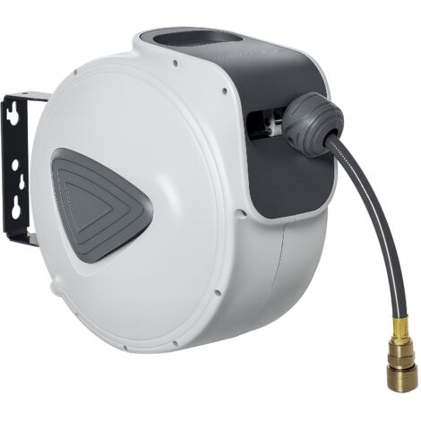 Enrouleur automatique de tuyau à air comprimé de 20 m 1/4'' Connecteur BSP fixé muralement à 180° gris pivotant