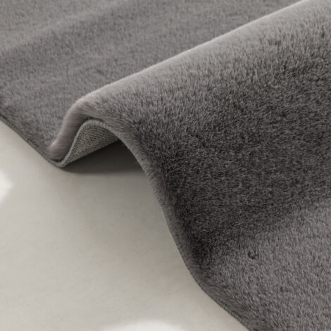 Tapis salon 230 x 160 cm tapis à poils longs, lavable en machine, antidérapant, en fausse fourrure, gris clair