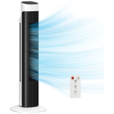 Ventilateur colonne. ventilateur tour pour chambre. oscillant 70°. écran LED. télécommande. minuterie 12H. blanc et noir