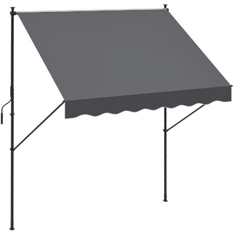 Auvent manuel rétractable 200x175x210-310 cm réglable avec poignée UV40+ Protection solaire pour terrasse de balcon gris (1/5)