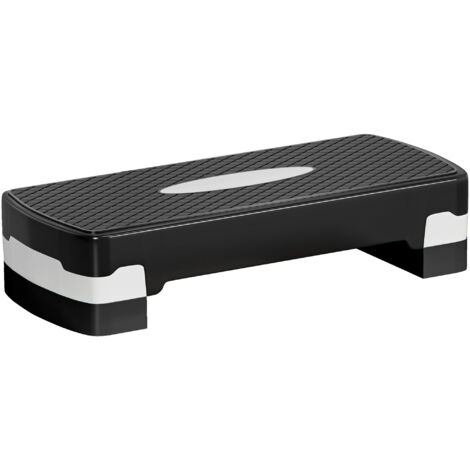 Step aérobie noir antidérapant à deux hauteurs réglables. Structure stable et charge 150 kg pour les exercices de fitness et d’aérobie chez vous. (1/5)