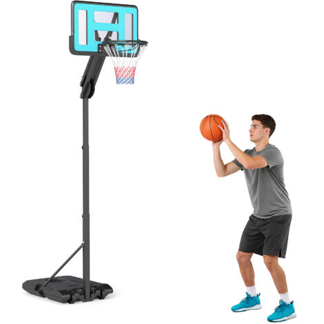Panier de basket extérieur hauteur réglable 146-236cm panier de basket sur pied à roulettes base remplissable noir (1/5)