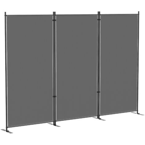 Écran pliant à 3 panneaux 260x180 cm Séparateur de pièce avec support métallique UPF 30+ Gris foncé (1/5)