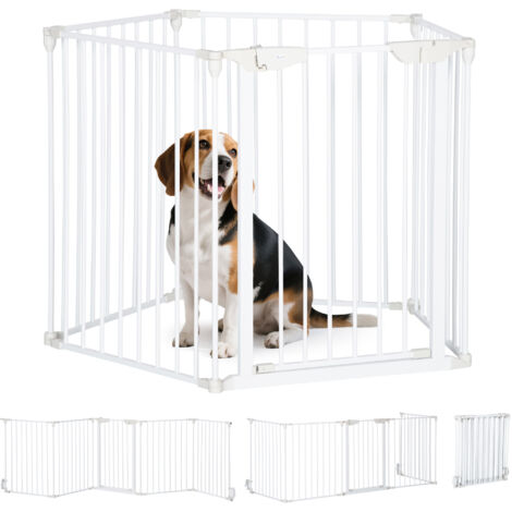 Portail pour chien réglable et pliable avec fermeture et verrouillage automatiques, 300x74,5 cm, blanc (1/5)