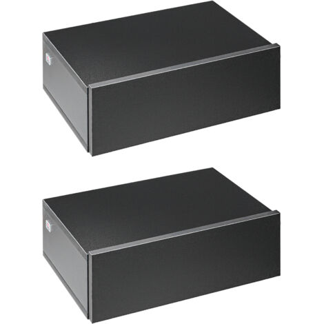 Ensemble de 2 tables de chevet flottantes avec 1 tiroir mural Style moderne 40x30x15 cm noir (1/5)