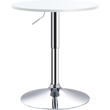 Table de bar à hauteur réglable avec base ronde et antidérapante pour la cuisine à manger Ø60x69-93 cm Blanc (1/5)