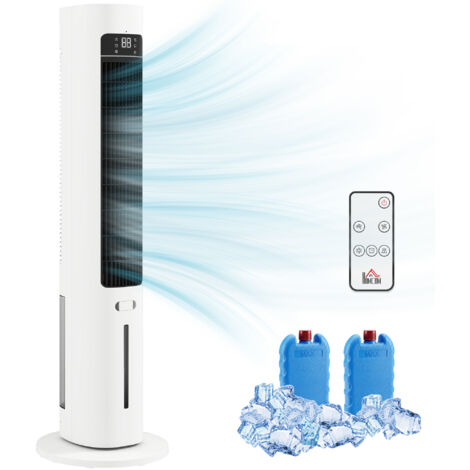 Climatiseur évaporatif 3 en 1 avec réservoir de 3 L Oscillation 48° Vitesses 3 Vitesses 3 Modes Minuterie 12h Blanc