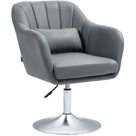 Chaise pivotante de bureau avec coussin lombaire à hauteur réglable, tissu technique, gris (1/5)