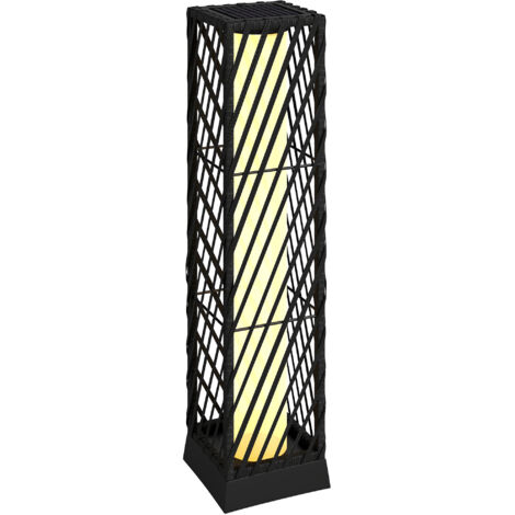 Lanterne de jardin en rotin Lampadaire solaire extérieure avec lumières LED automatiques allumées et éteintes Étanche IP44 Noir