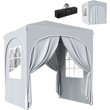 Gazebo escamotable 2x2 m réglable avec 4 murs latéraux, métal et tissu Oxford gris clair (1/5)