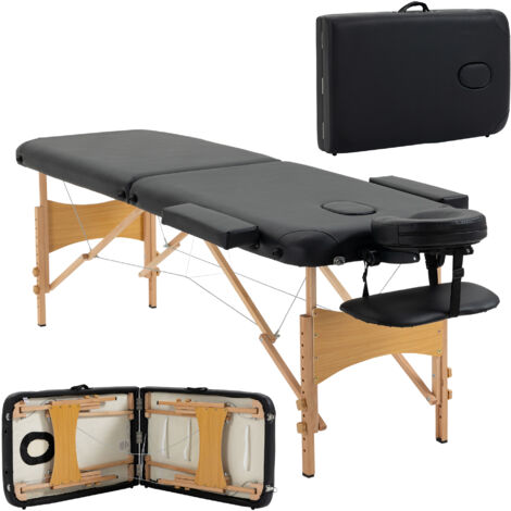 Table pliante avec hauteur réglable 67-92 cm pour usage professionnel de la beauté, de l’acupuncture et de la kinésithérapie 210x81 cm Noir (1/5)