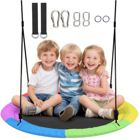 Balançoire Nest pour enfants de 3 à 8 ans avec cordes et sangles, en EPS et tissu Oxford, 100x100x180 cm, multicolore (1/5)