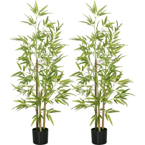 2 plantes artificielles Bambous synthétiques avec 498 feuilles pour la décoration du salon Bureau Ø15x120 cm Vert (1/5)