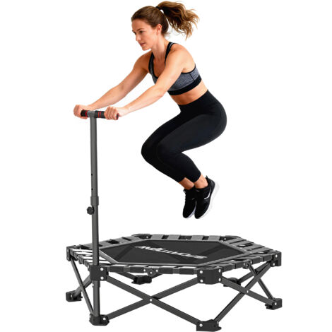 Trampoline pliable de fitness 104 cm avec cadre et sac métallique renforcé renforcé à 3 barres de hauteur 104x104x114 cm (1/5)