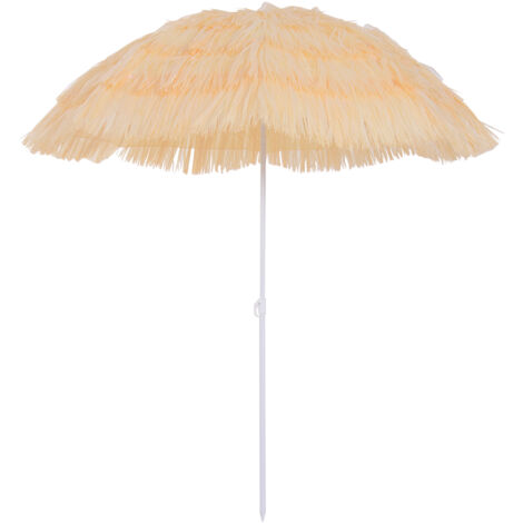 Parasol de plage avec 8 lattes avec poteau basculant, polyester et métal, 1,6x2 m, beige (1/5)