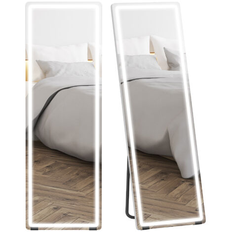 Miroir debout à corps entier avec lumières 150x50 cm sans cadre 3 Températures de couleur réglables Luminosité Transparent (1/5)