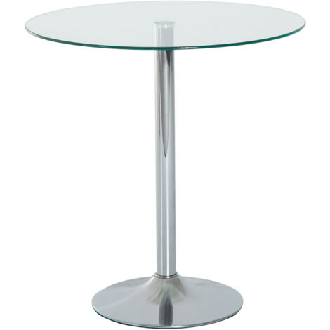 Table à manger ronde pour 2 personnes Table de cuisine moderne avec surface en verre trempé pour le salon Argent (1/5)