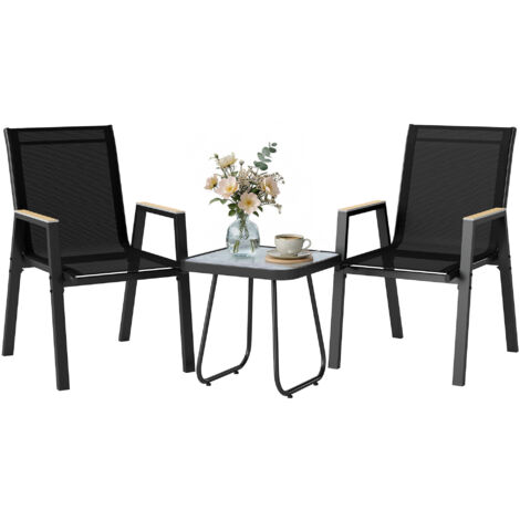 Ensemble bistrot extérieur en 3 pièces, table basse avec pieds réglables (1/5)