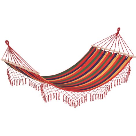 Hamac de jardin 200x100 cm avec barres transversales en bois Charge 120 kg Hamac pour terrasse Balcon multicolore (1/5)