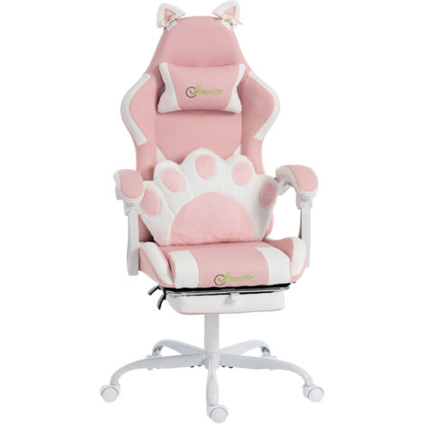 Chaise de gaming Fauteuil ergonomique de gaming, repose-pieds rose (1/5)