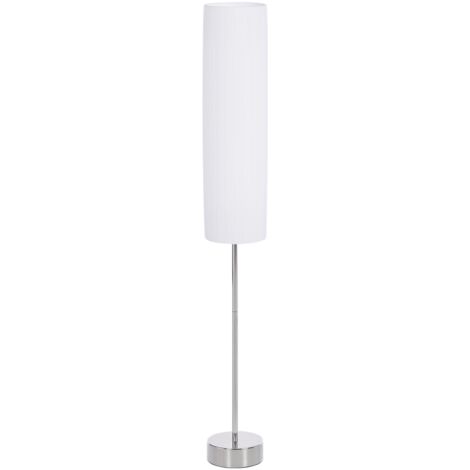 Lampe de pied moderne pour chambre étude, salon (2 ampoules E27) Interrupteur à faible consommation avec base en acier inoxydable de 120 cm blanc (1/5)