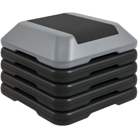 Stepper antidérapant Step avec hauteur réglable de 10/15/20/25/30 cm Charge 150 kg Gris (1/5)