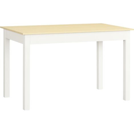 Table pour 4 à 6 personnes pour salle à manger, cuisine, salon en mélamine moderne, 119x70x75 cm, chêne et blanc (1/5)