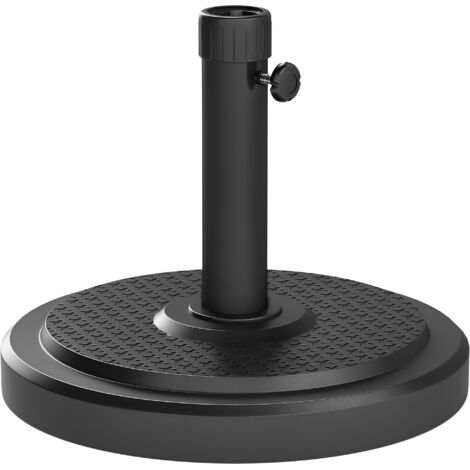 Base pour parasol rond de 22 kg pour parasol de 2,8 m et poteaux noirs de 38 mm ou 48 mm, noir (1/5)